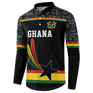 Custom World Football 2026 Ghana Button Sweatshirt Black Star Adinkra Heritage Black Version