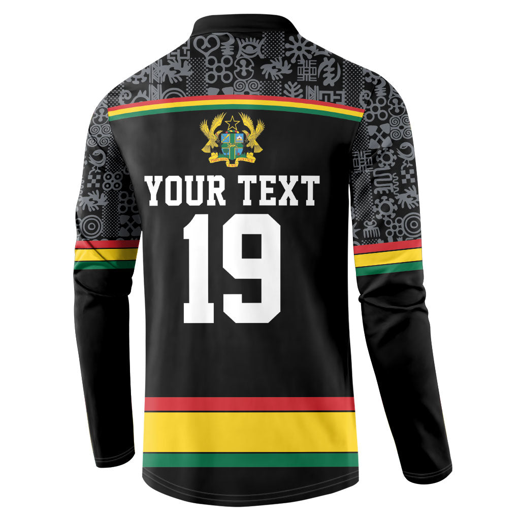 Custom World Football 2026 Ghana Button Sweatshirt Black Star Adinkra Heritage Black Version