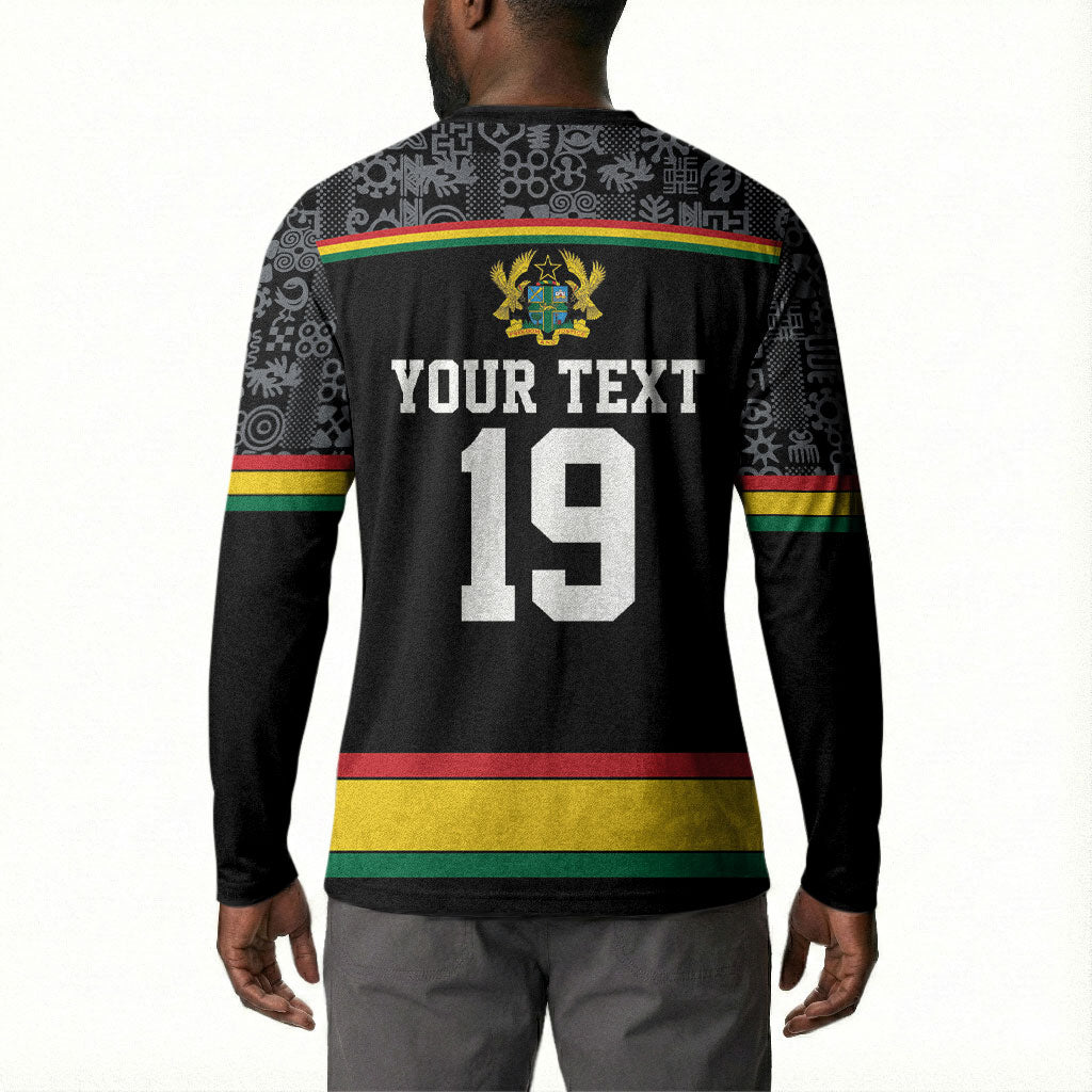 Custom World Football 2026 Ghana Button Sweatshirt Black Star Adinkra Heritage Black Version