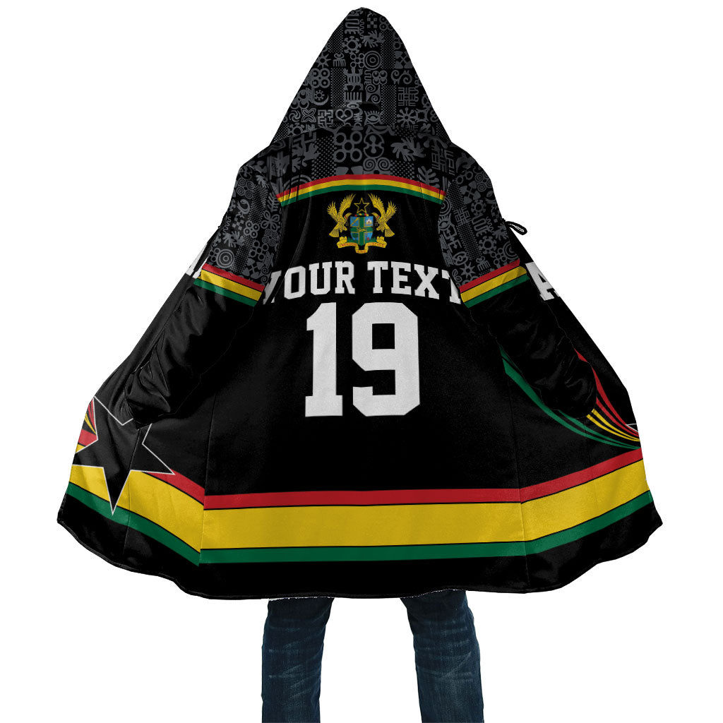 Custom World Football 2026 Ghana Cloak Black Star Adinkra Heritage Black Version