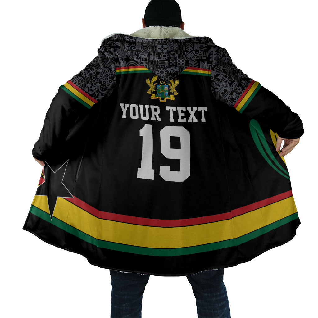 Custom World Football 2026 Ghana Cloak Black Star Adinkra Heritage Black Version