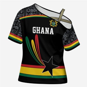 Custom World Football 2026 Ghana Cross Shoulder Shirt Black Star Adinkra Heritage Black Version