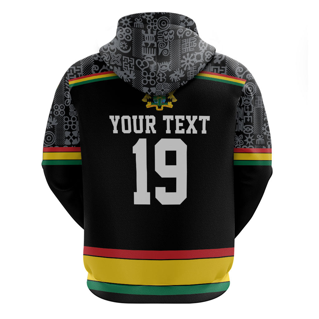 Custom World Football 2026 Ghana Hoodie Black Star Adinkra Heritage Black Version