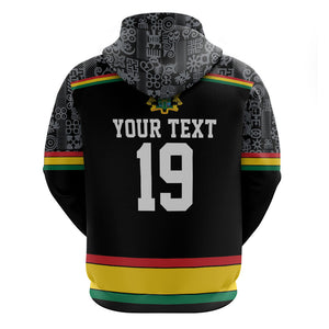 Custom World Football 2026 Ghana Hoodie Black Star Adinkra Heritage Black Version