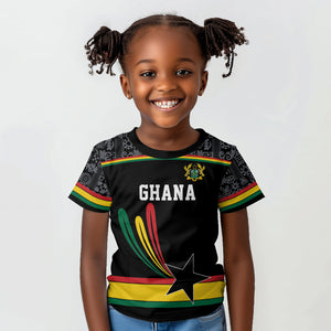 Custom World Football 2026 Ghana Kid T shirt Black Star Adinkra Heritage Black Version