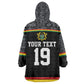 Custom World Football 2026 Ghana Kid Wearable Blanket Hoodie Black Star Adinkra Heritage Black Version