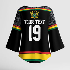 Custom World Football 2026 Ghana Kimono Sleeve Blouse Black Star Adinkra Heritage Black Version