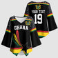 Custom World Football 2026 Ghana Kimono Sleeve Blouse Black Star Adinkra Heritage Black Version