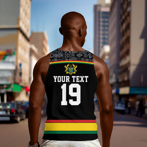 Custom World Football 2026 Ghana Men Tank Top Black Star Adinkra Heritage Black Version