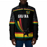 Custom World Football 2026 Ghana Padded Jacket Black Star Adinkra Heritage Black Version
