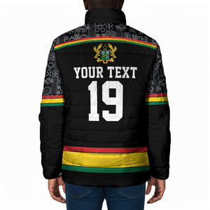 Custom World Football 2026 Ghana Padded Jacket Black Star Adinkra Heritage Black Version