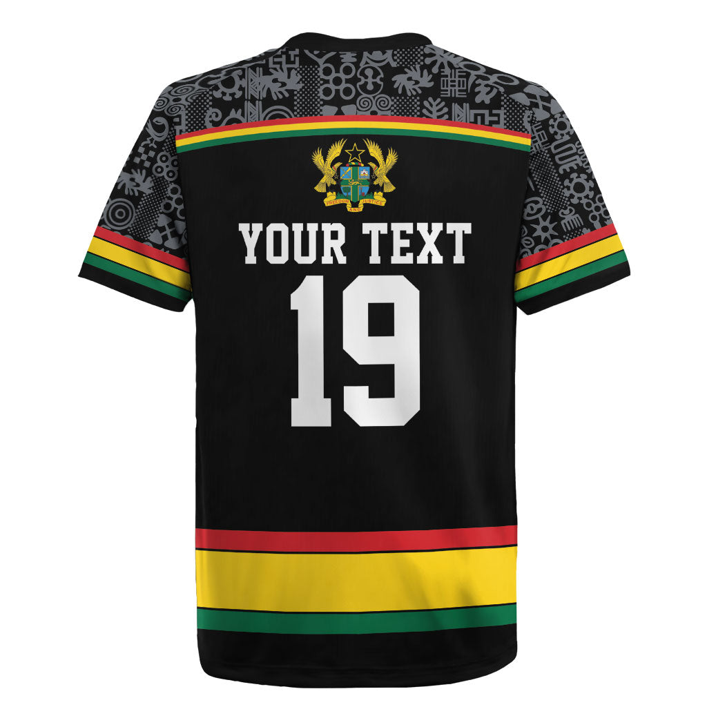 Custom World Football 2026 Ghana Rugby Jersey Black Star Adinkra Heritage Black Version
