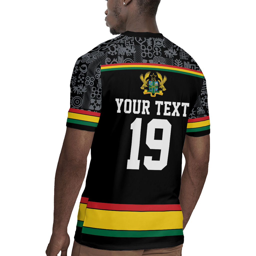 Custom World Football 2026 Ghana Rugby Jersey Black Star Adinkra Heritage Black Version