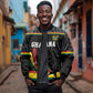 Custom World Football 2026 Ghana Sleeve Zip Bomber Jacket Black Star Adinkra Heritage Black Version