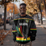Custom World Football 2026 Ghana Sweatshirt Black Star Adinkra Heritage Black Version