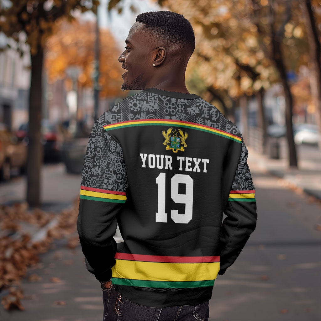 Custom World Football 2026 Ghana Sweatshirt Black Star Adinkra Heritage Black Version