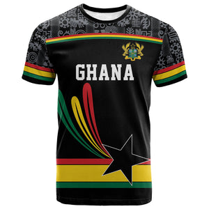 Custom World Football 2026 Ghana T shirt Black Star Adinkra Heritage Black Version