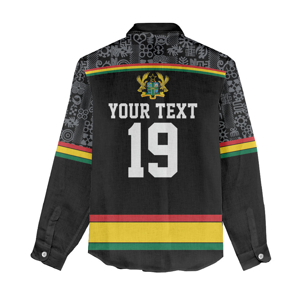 Custom World Football 2026 Ghana Women Casual Shirt Black Star Adinkra Heritage Black Version