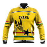 Custom World Football 2026 Ghana Baseball Jacket Black Star Adinkra Heritage Yellow Version