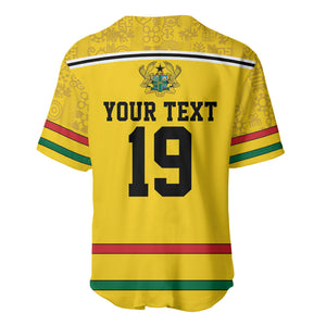 Custom World Football 2026 Ghana Baseball Jersey Black Star Adinkra Heritage Yellow Version