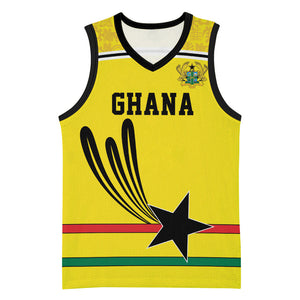 Custom World Football 2026 Ghana Basketball Jersey Black Star Adinkra Heritage Yellow Version