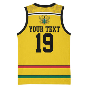 Custom World Football 2026 Ghana Basketball Jersey Black Star Adinkra Heritage Yellow Version