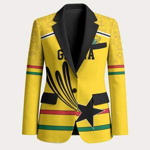 Custom World Football 2026 Ghana Blazer Black Star Adinkra Heritage Yellow Version