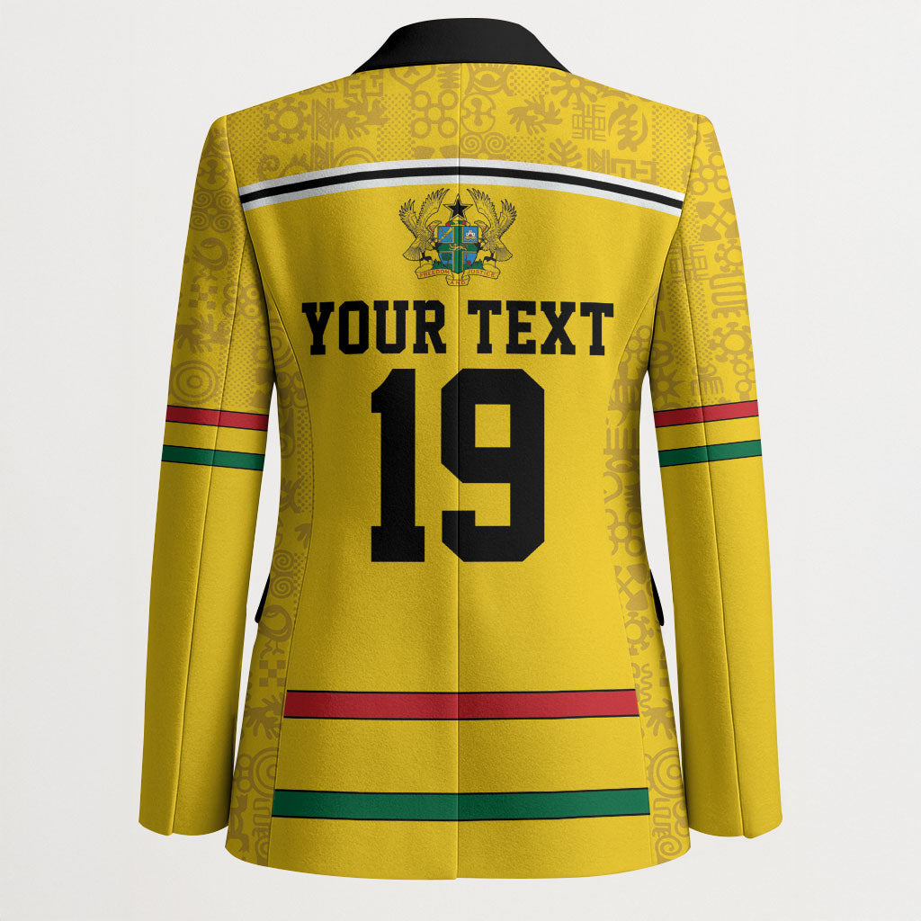 Custom World Football 2026 Ghana Blazer Black Star Adinkra Heritage Yellow Version