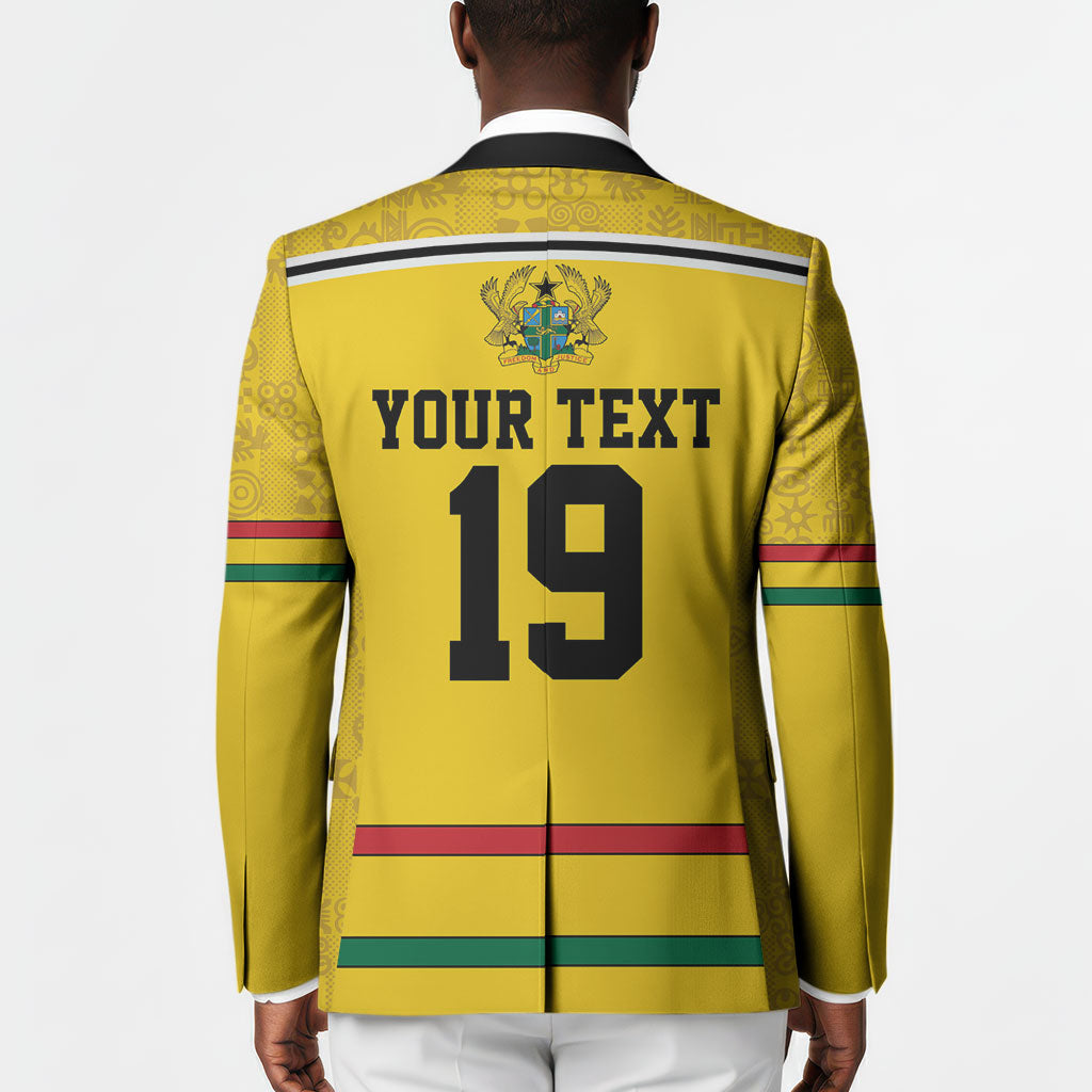 Custom World Football 2026 Ghana Blazer Black Star Adinkra Heritage Yellow Version