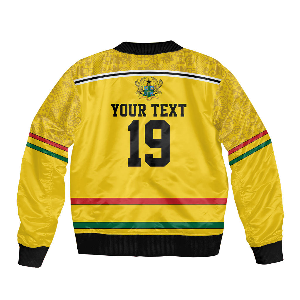 Custom World Football 2026 Ghana Bomber Jacket Black Star Adinkra Heritage Yellow Version