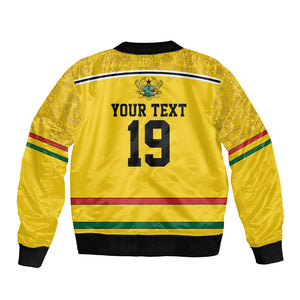Custom World Football 2026 Ghana Bomber Jacket Black Star Adinkra Heritage Yellow Version