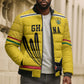 Custom World Football 2026 Ghana Bomber Puffer Jacket Black Star Adinkra Heritage Yellow Version