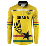 Custom World Football 2026 Ghana Button Sweatshirt Black Star Adinkra Heritage Yellow Version