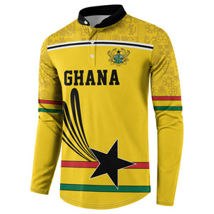 Custom World Football 2026 Ghana Button Sweatshirt Black Star Adinkra Heritage Yellow Version