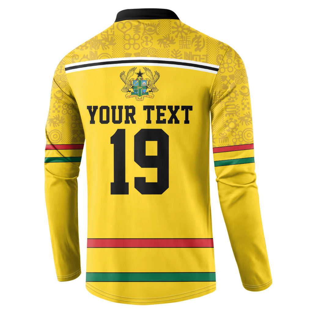 Custom World Football 2026 Ghana Button Sweatshirt Black Star Adinkra Heritage Yellow Version