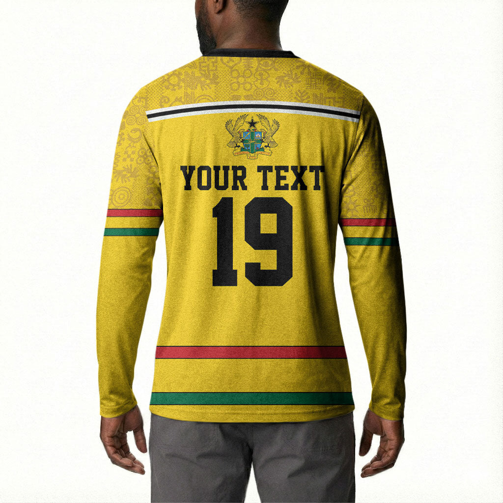 Custom World Football 2026 Ghana Button Sweatshirt Black Star Adinkra Heritage Yellow Version