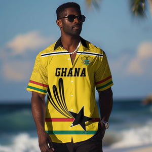 Custom World Football 2026 Ghana Hawaiian Shirt Black Star Adinkra Heritage Yellow Version
