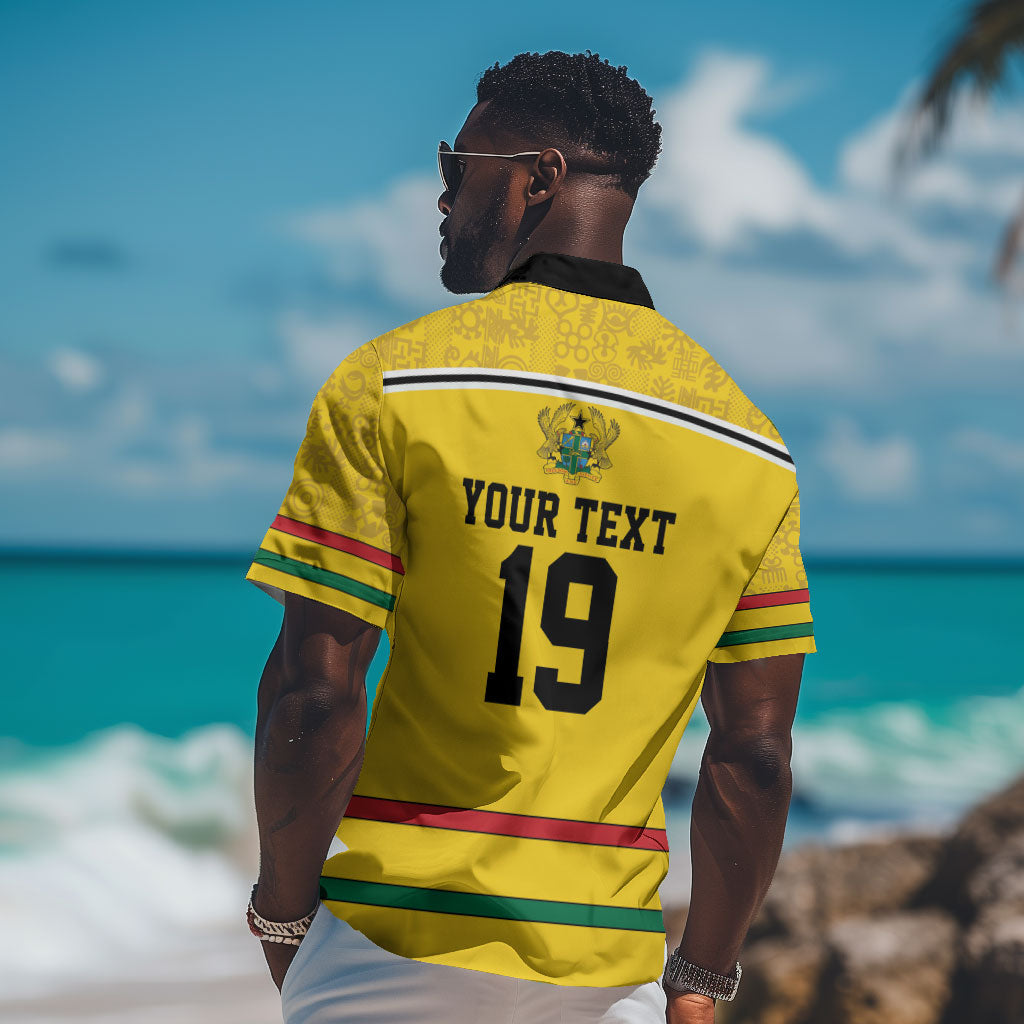 Custom World Football 2026 Ghana Hawaiian Shirt Black Star Adinkra Heritage Yellow Version