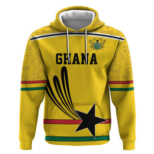 Custom World Football 2026 Ghana Hoodie Black Star Adinkra Heritage Yellow Version