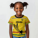 Custom World Football 2026 Ghana Kid T shirt Black Star Adinkra Heritage Yellow Version