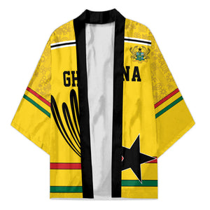 Custom World Football 2026 Ghana Kimono Black Star Adinkra Heritage Yellow Version