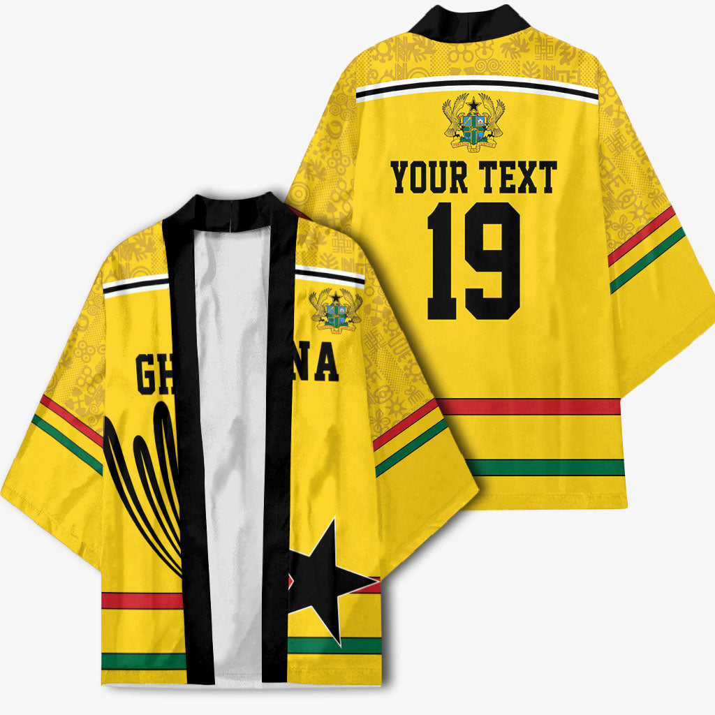 Custom World Football 2026 Ghana Kimono Black Star Adinkra Heritage Yellow Version