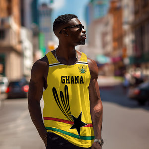 Custom World Football 2026 Ghana Men Tank Top Black Star Adinkra Heritage Yellow Version