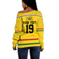 Custom World Football 2026 Ghana Off Shoulder Sweater Black Star Adinkra Heritage Yellow Version