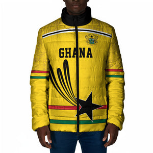 Custom World Football 2026 Ghana Padded Jacket Black Star Adinkra Heritage Yellow Version