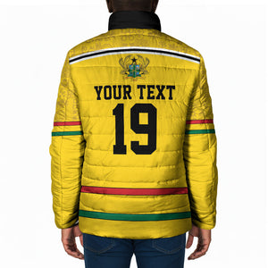 Custom World Football 2026 Ghana Padded Jacket Black Star Adinkra Heritage Yellow Version