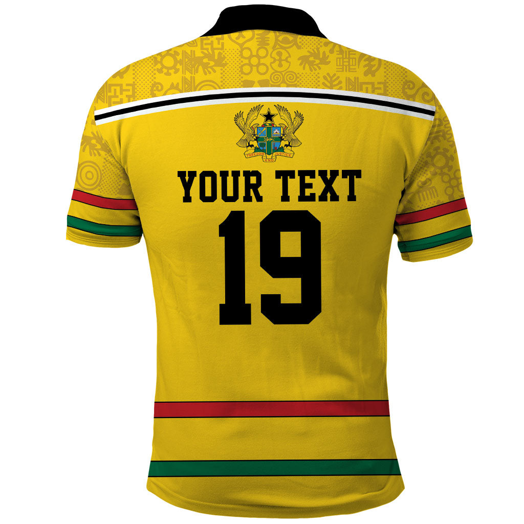 Custom World Football 2026 Ghana Polo Shirt Black Star Adinkra Heritage Yellow Version