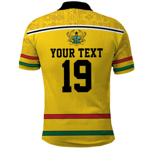 Custom World Football 2026 Ghana Polo Shirt Black Star Adinkra Heritage Yellow Version