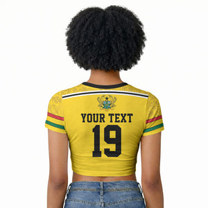 Custom World Football 2026 Ghana Raglan Cropped T shirt Black Star Adinkra Heritage Yellow Version
