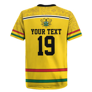 Custom World Football 2026 Ghana Rugby Jersey Black Star Adinkra Heritage Yellow Version